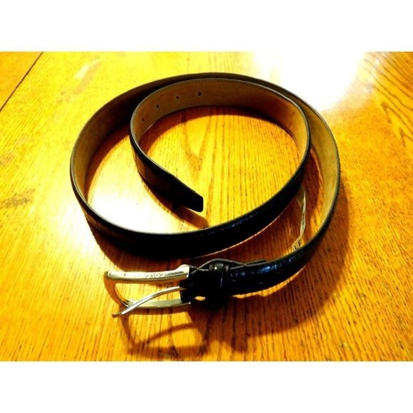 NEW Cole Haan Mens  Chocolate (dark brown) Belt 40 Leather FAUX CROC - Picture 4 of 7